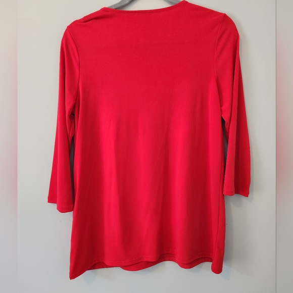 Chico's Red Layered Wrap Type Top with 3/4 sleeves Sz 0 - Picture 5 of 5